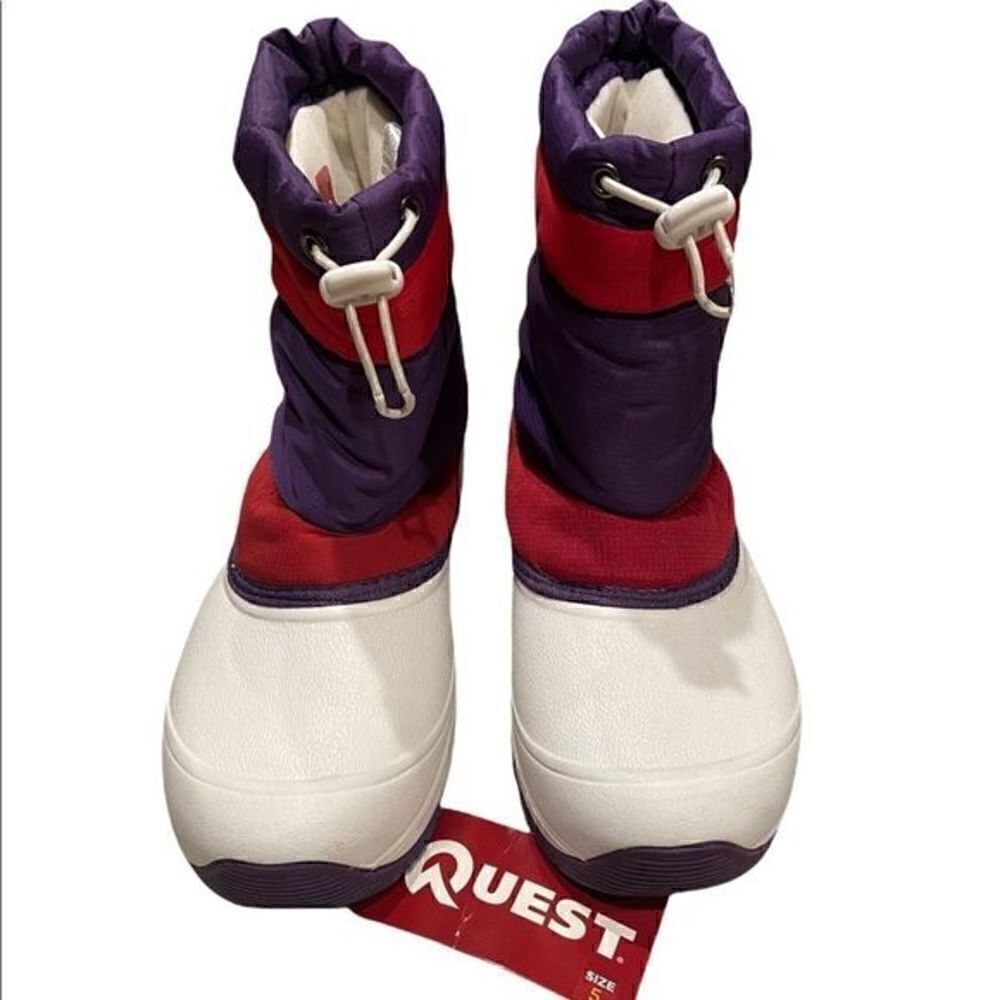 QUEST girls snow boots‎ size 5 white purple & red NEW WITH TAGS